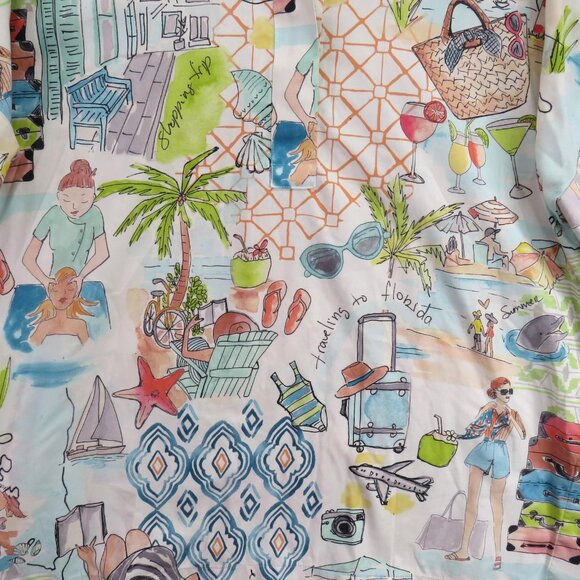 Chico's Shirt Womens Size 14 No-Iron Chic Stretch Beach Travel Print Tunic - Picture 3 of 10